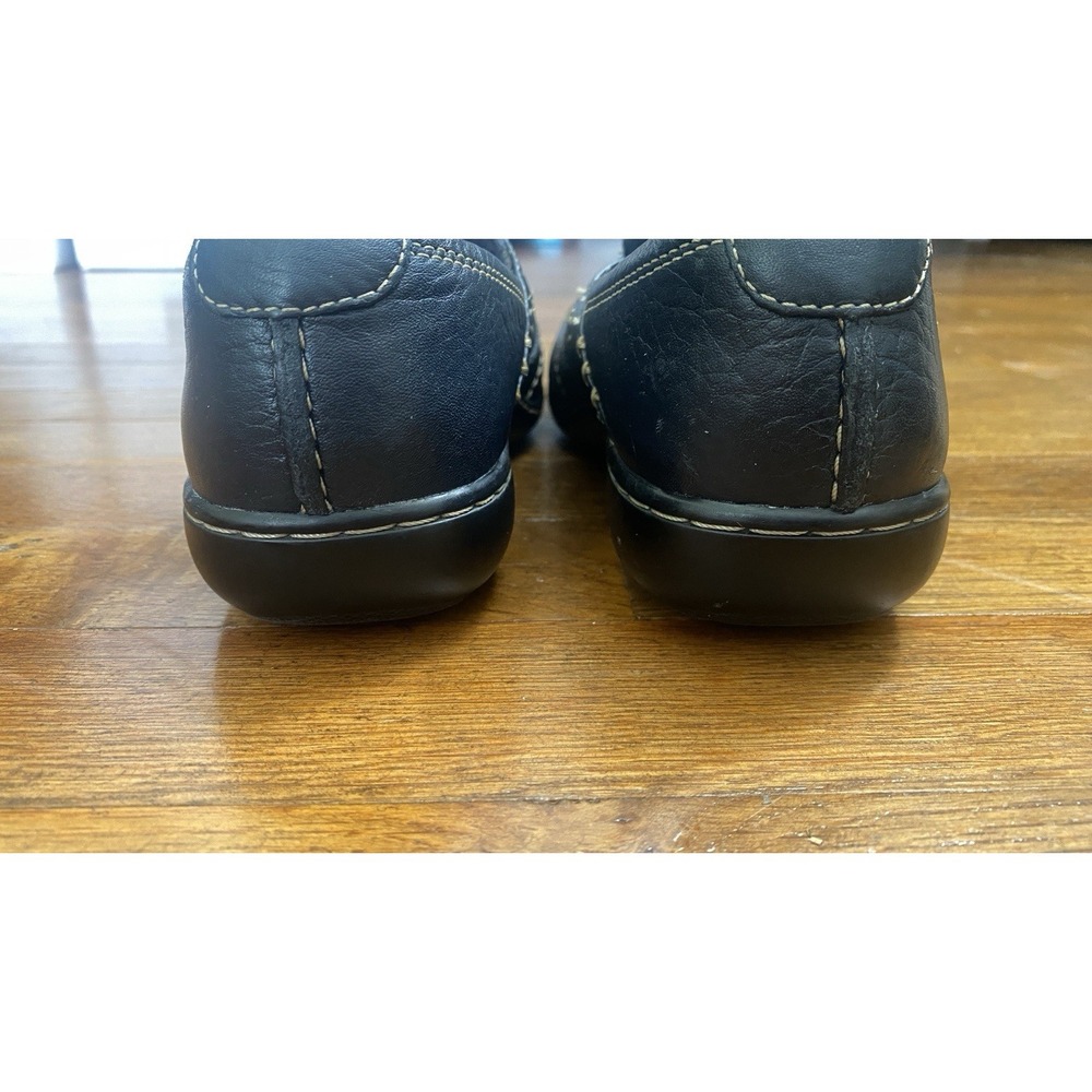 Clarks Womens Un Loop Slip-on Shoes 7.5 M Comfort Loafers Leather Navy Blue - Picture 7 of 9